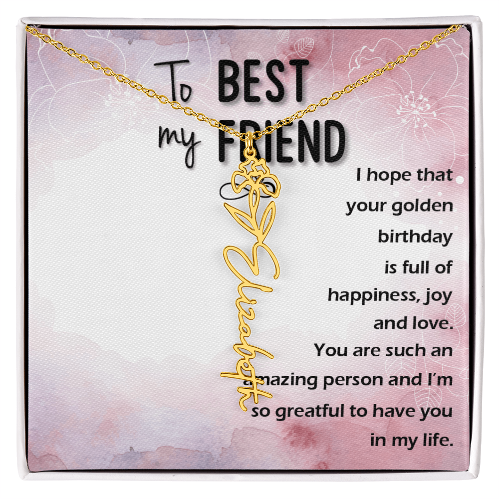 Birth Month Flower Name Necklace | Personalized Gift for Best Friend
