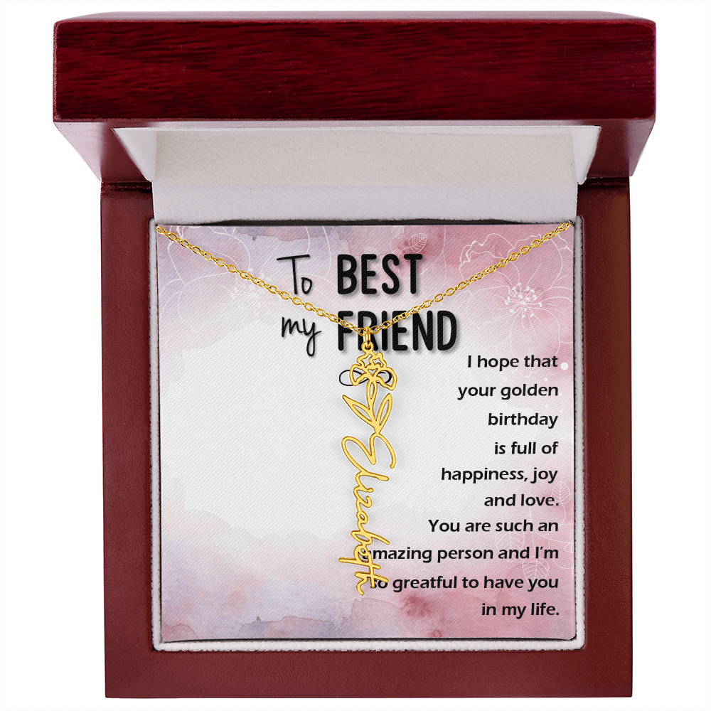 Birth Month Flower Name Necklace | Personalized Gift for Best Friend