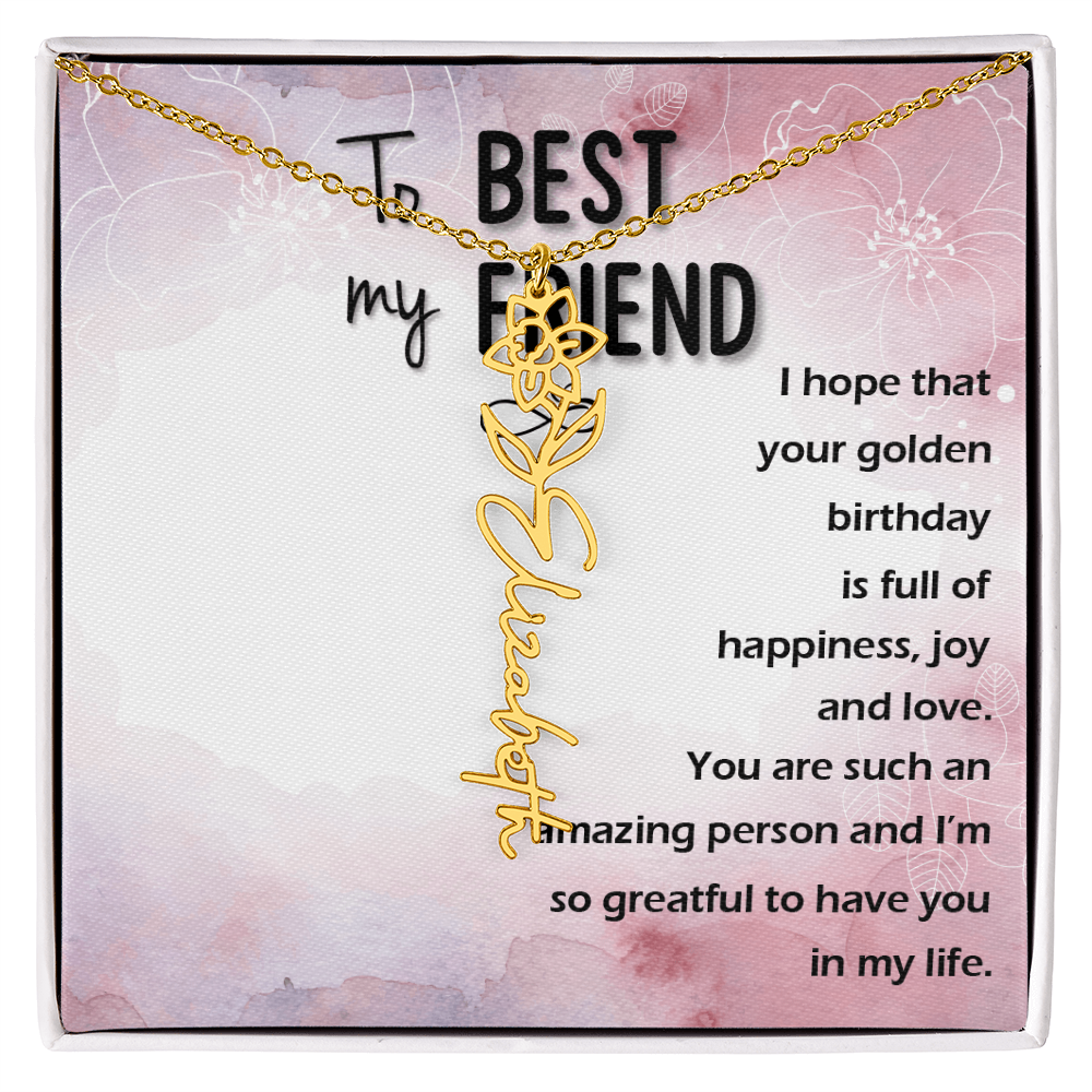 Birth Month Flower Name Necklace | Personalized Gift for Best Friend