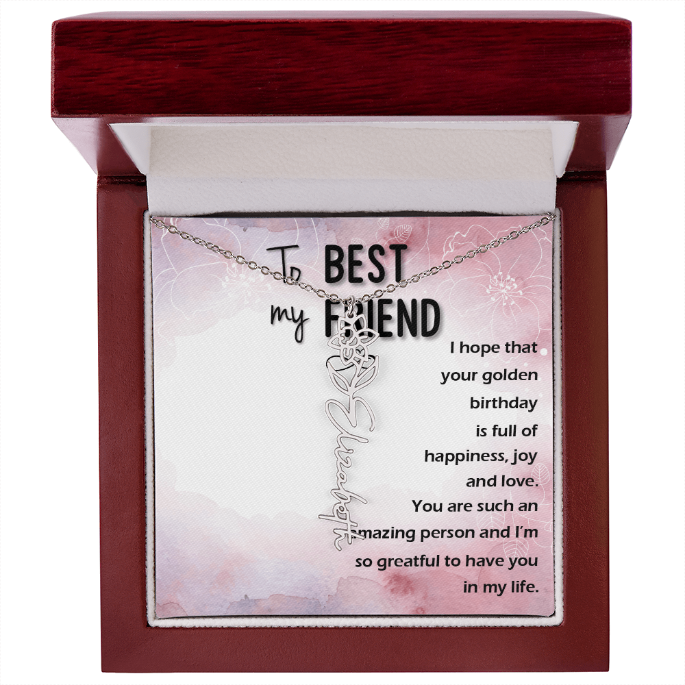 Birth Month Flower Name Necklace | Personalized Gift for Best Friend