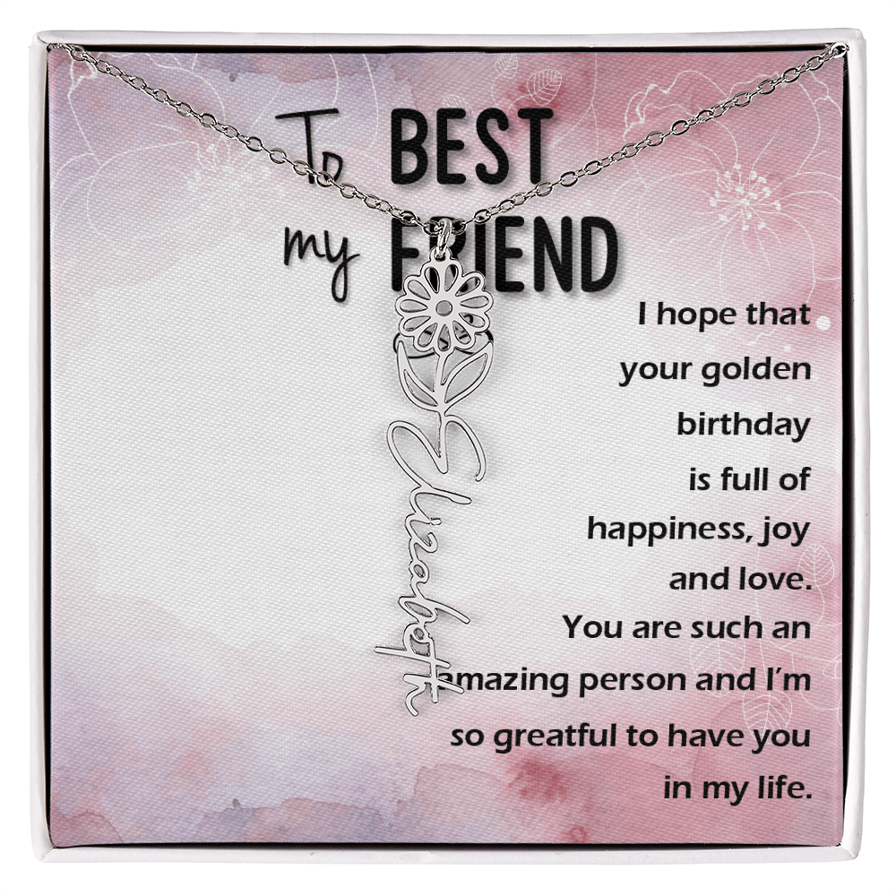 Birth Month Flower Name Necklace | Personalized Gift for Best Friend