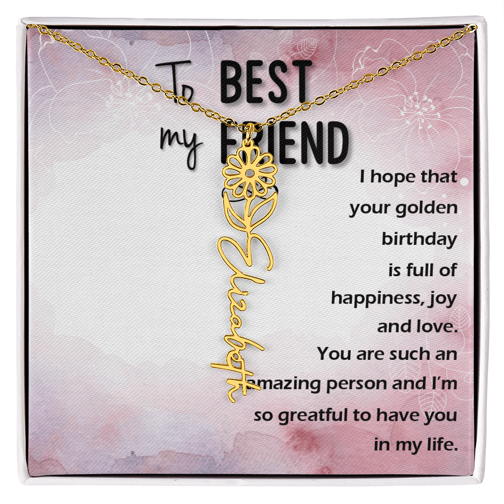 Birth Month Flower Name Necklace | Personalized Gift for Best Friend
