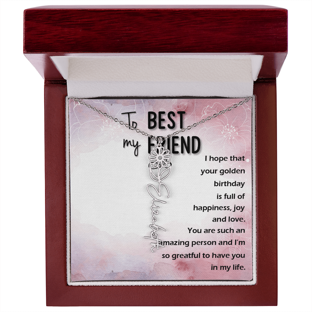 Birth Month Flower Name Necklace | Personalized Gift for Best Friend
