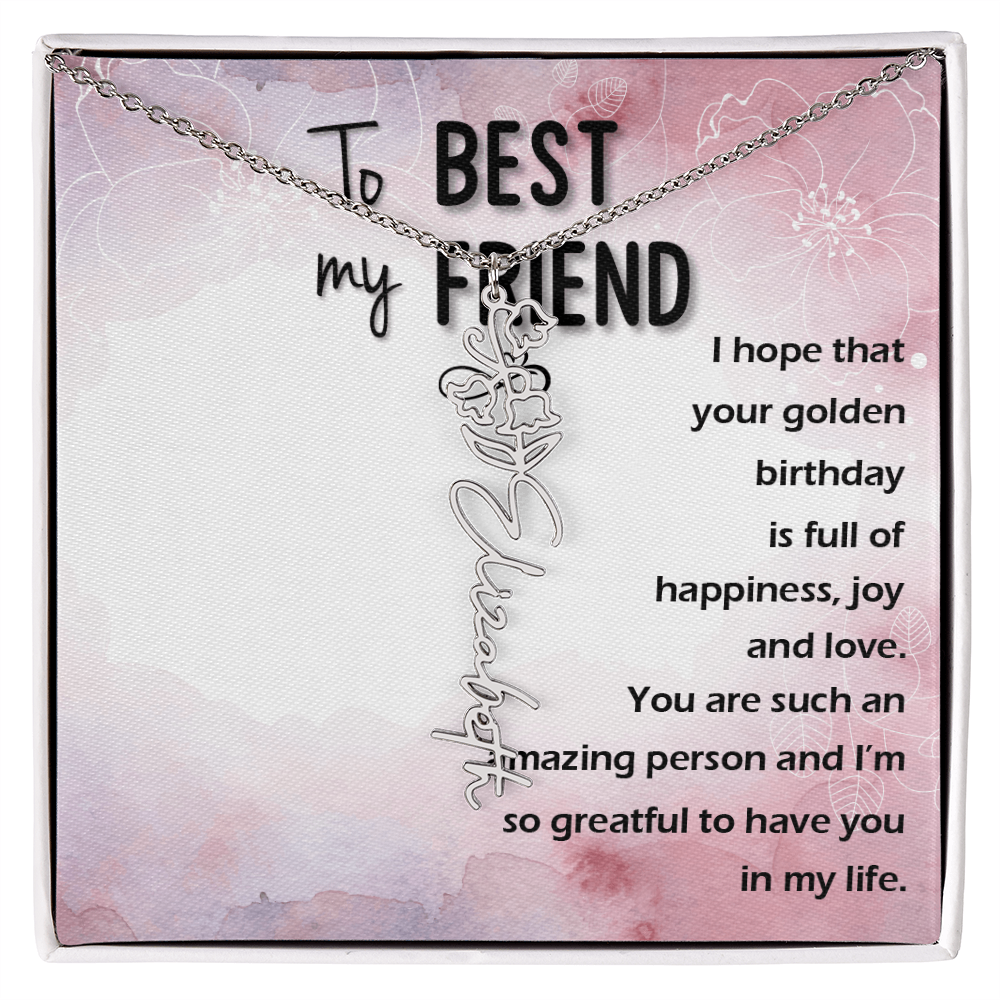 Birth Month Flower Name Necklace | Personalized Gift for Best Friend