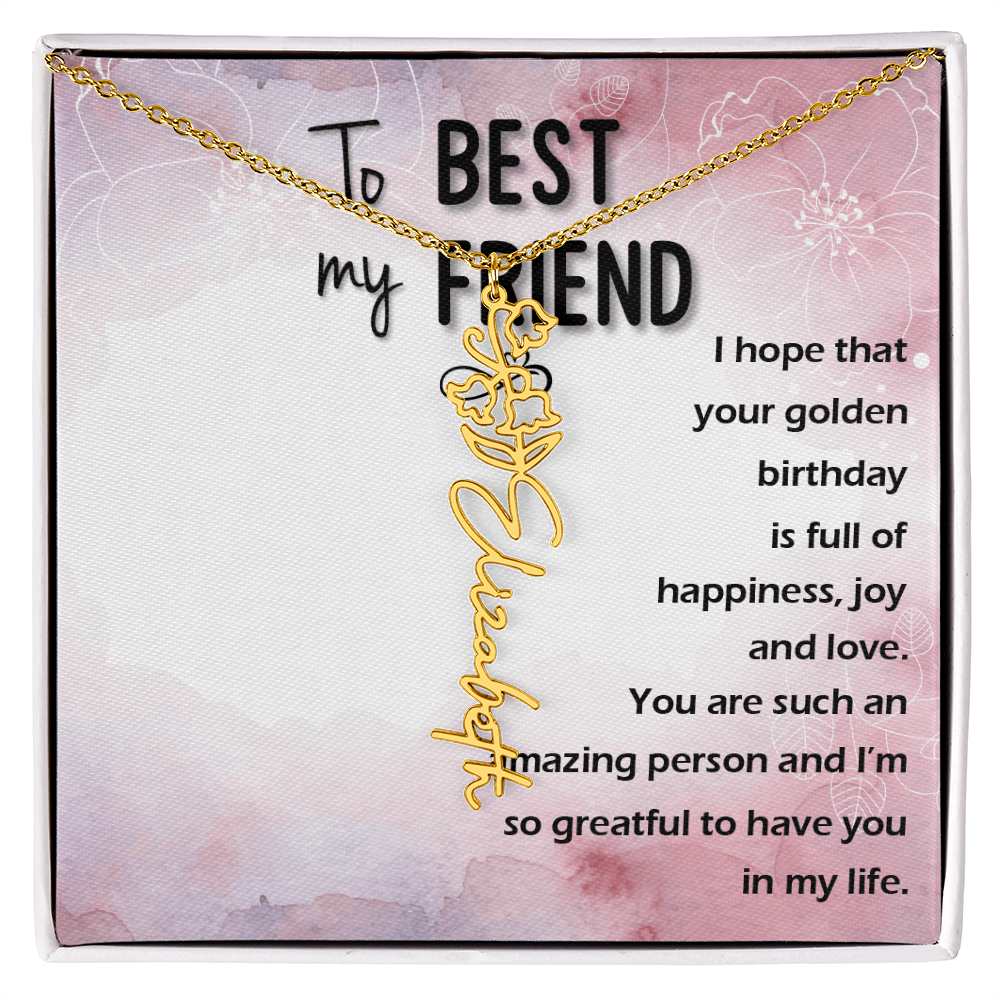 Birth Month Flower Name Necklace | Personalized Gift for Best Friend
