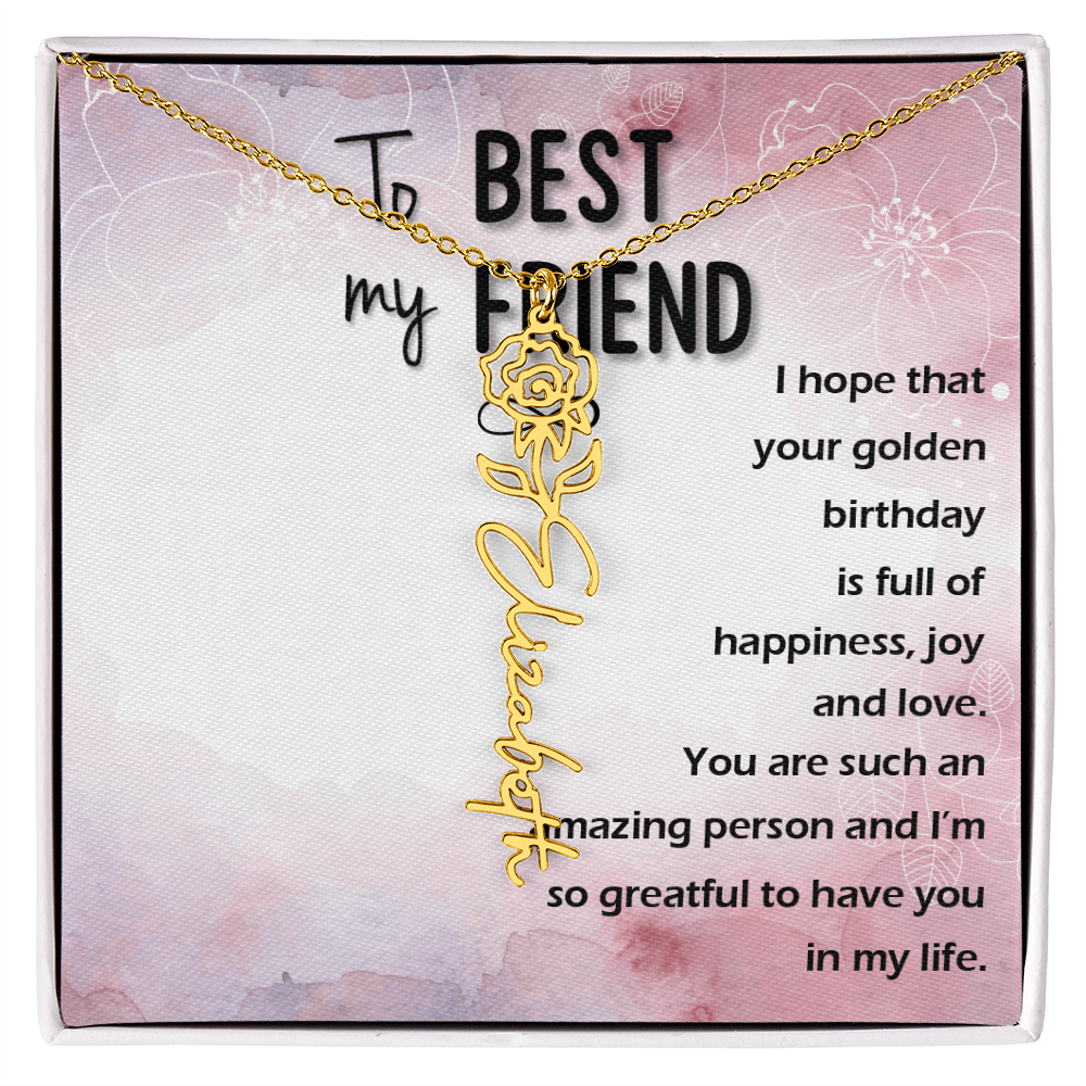 Birth Month Flower Name Necklace | Personalized Gift for Best Friend