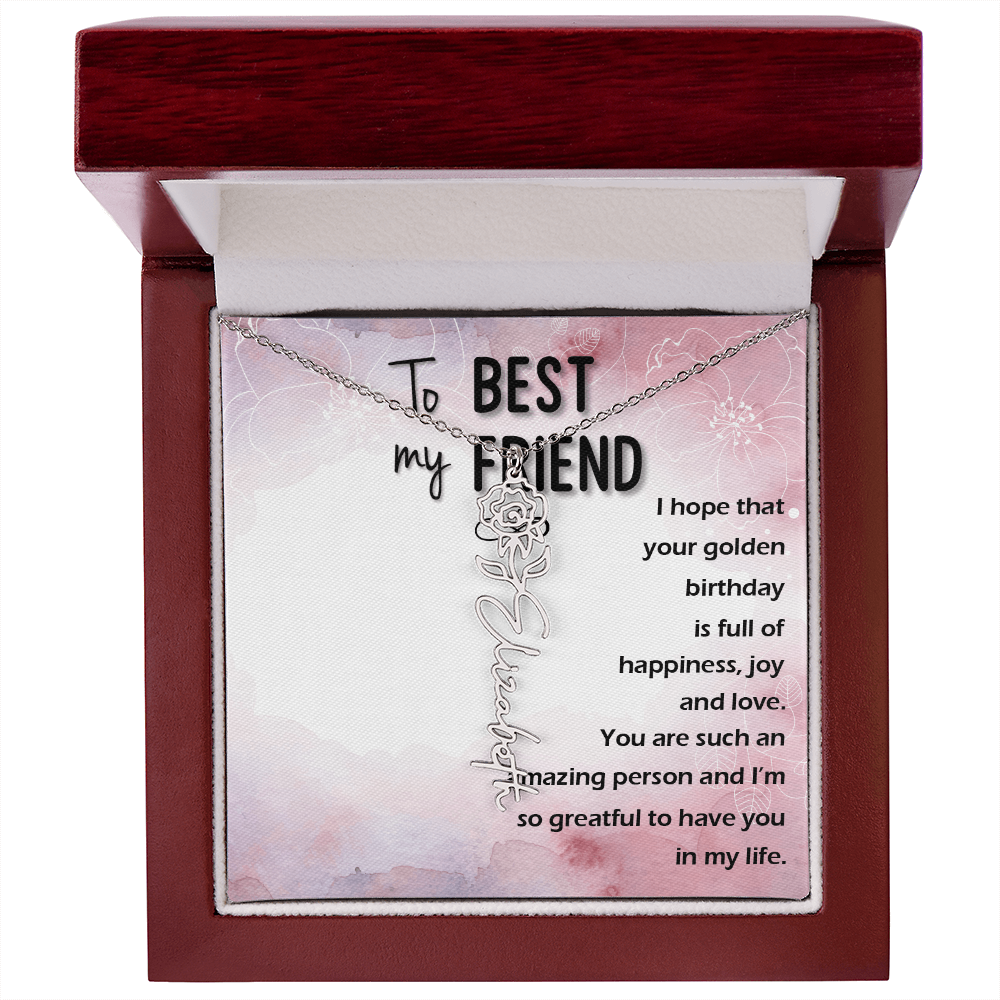 Birth Month Flower Name Necklace | Personalized Gift for Best Friend