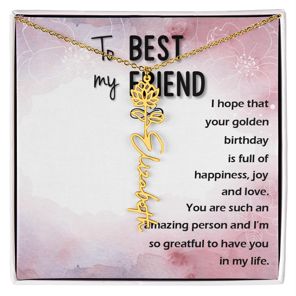 Birth Month Flower Name Necklace | Personalized Gift for Best Friend