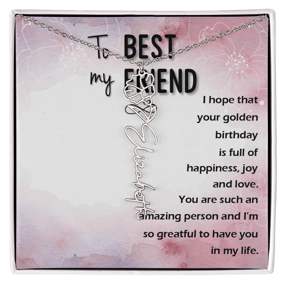 Birth Month Flower Name Necklace | Personalized Gift for Best Friend