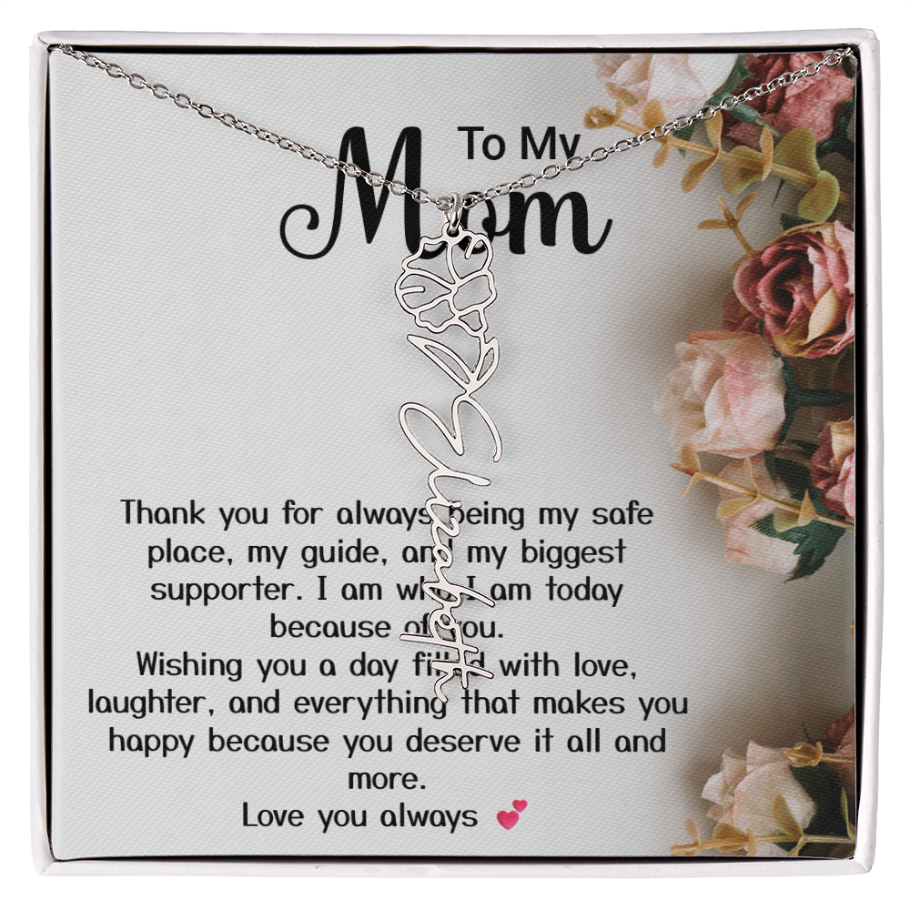 Personalized Birth Flower Name Necklace – Custom Gift for Mom