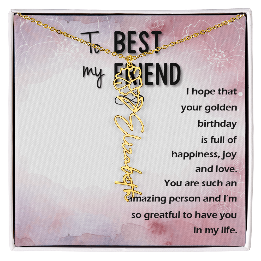 Birth Month Flower Name Necklace | Personalized Gift for Best Friend
