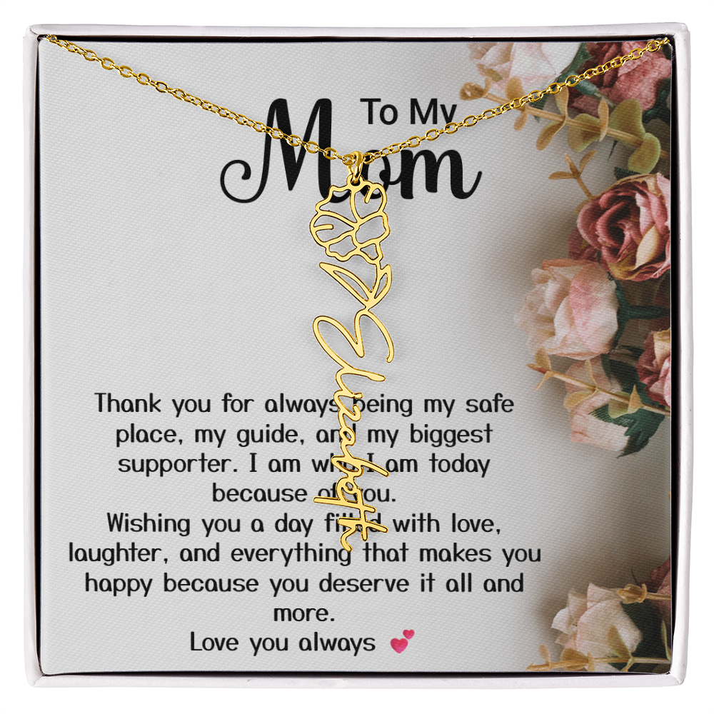 Personalized Birth Flower Name Necklace – Custom Gift for Mom