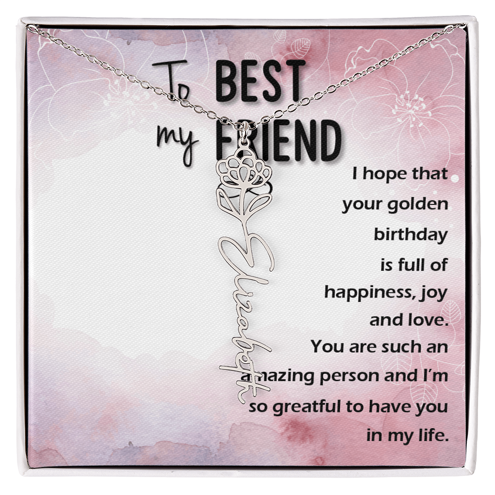 Birth Month Flower Name Necklace | Personalized Gift for Best Friend