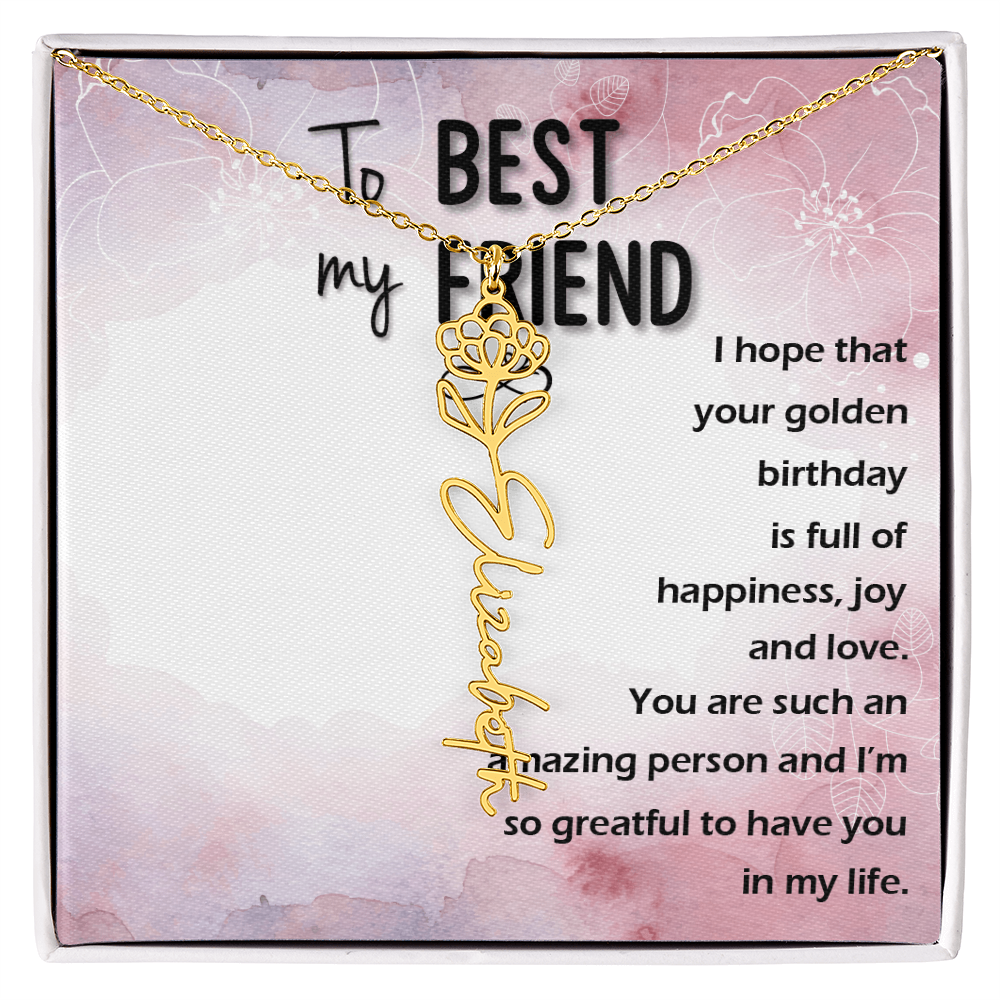 Birth Month Flower Name Necklace | Personalized Gift for Best Friend