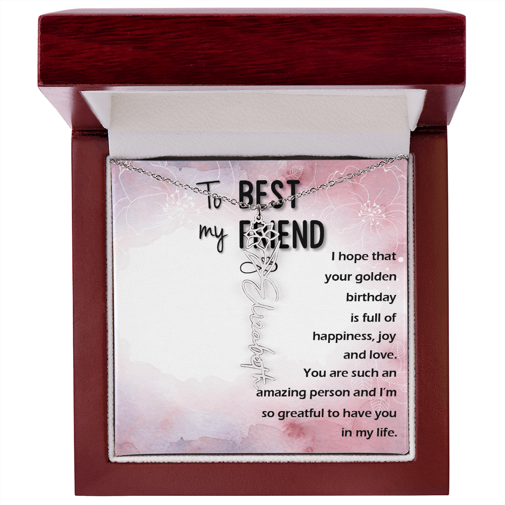 Birth Month Flower Name Necklace | Personalized Gift for Best Friend