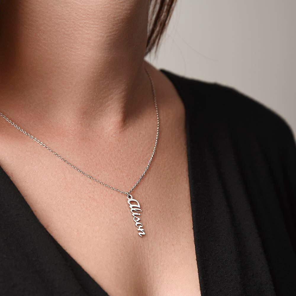 Personalized Multiple Vertical Name Necklace – Custom Cursive Gift