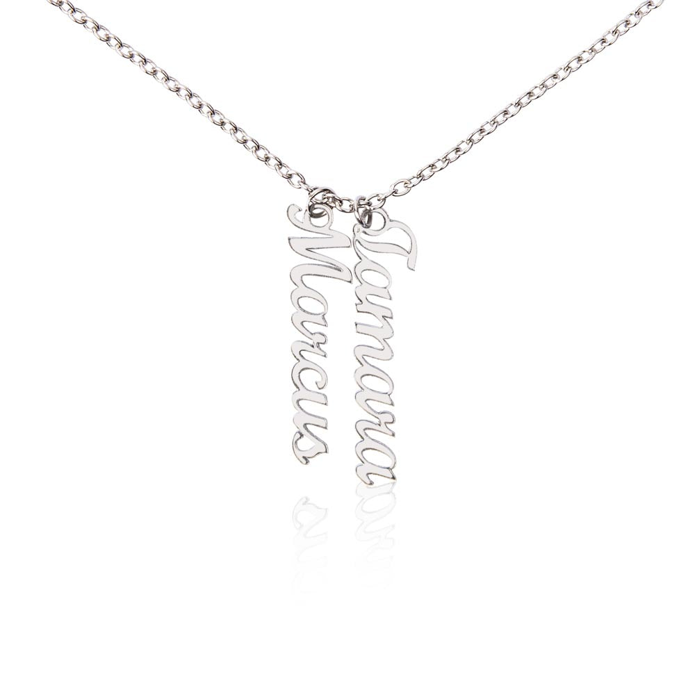 Personalized Multiple Vertical Name Necklace – Custom Cursive Gift