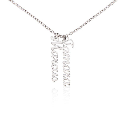 Personalized Multiple Vertical Name Necklace – Custom Cursive Gift