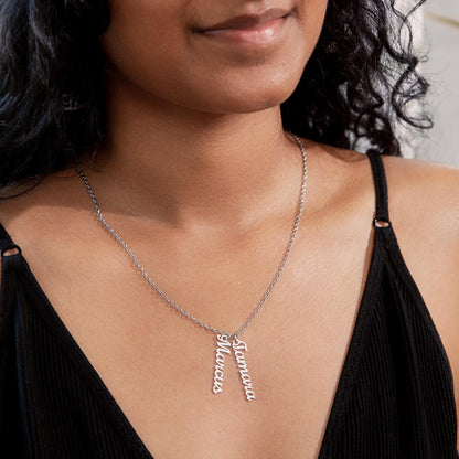 Personalized Multiple Vertical Name Necklace – Custom Cursive Gift