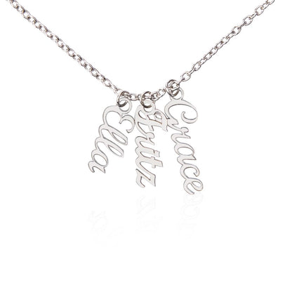 Personalized Multiple Vertical Name Necklace – Custom Cursive Gift