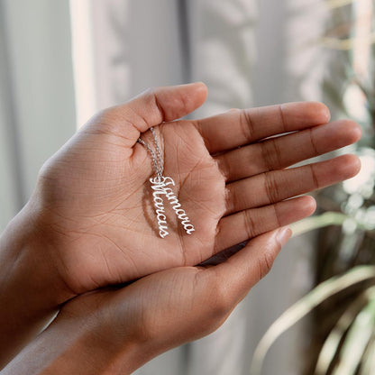 Personalized Multiple Vertical Name Necklace – Custom Cursive Gift
