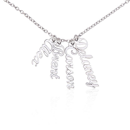 Personalized Multiple Vertical Name Necklace – Custom Cursive Gift