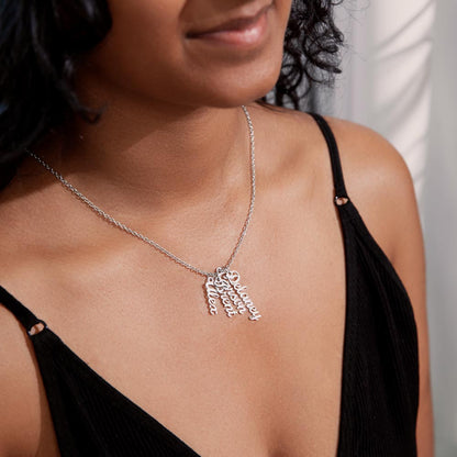 Personalized Multiple Vertical Name Necklace – Custom Cursive Gift