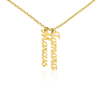 Personalized Multiple Vertical Name Necklace – Custom Cursive Gift