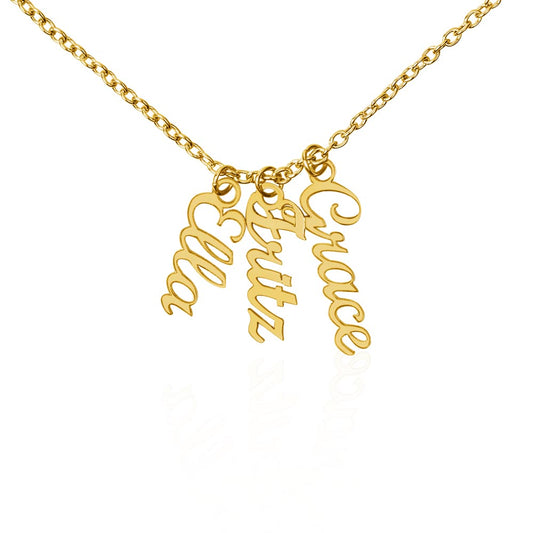 Personalized Multiple Vertical Name Necklace – Custom Cursive Gift