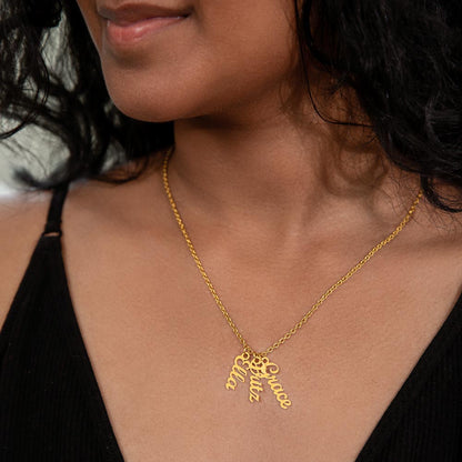 Personalized Multiple Vertical Name Necklace – Custom Cursive Gift
