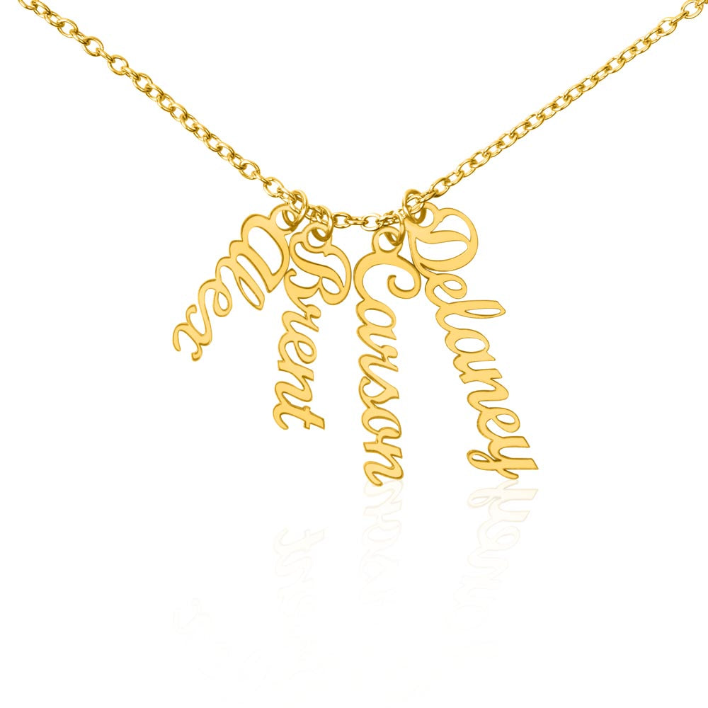 Personalized Multiple Vertical Name Necklace – Custom Cursive Gift