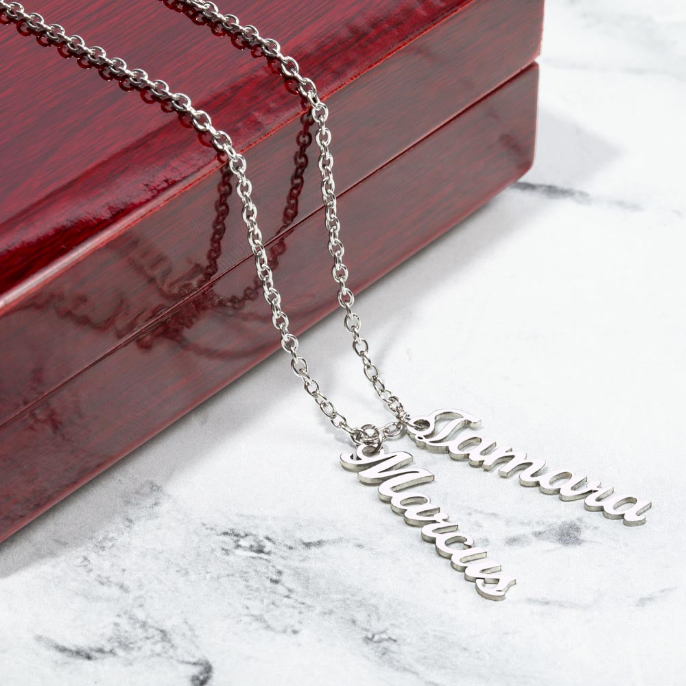 Personalized Multiple Vertical Name Necklace – Custom Cursive Gift
