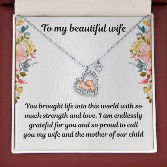 Baby Feet Necklace – Gift for New Mom & Wife After Birth