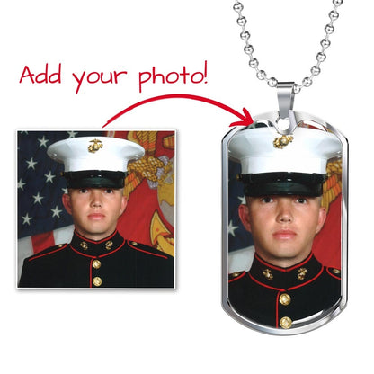 Custom Photo Dog Tag Necklace | Personalized Engraved Gift for Him, Husband & Dad