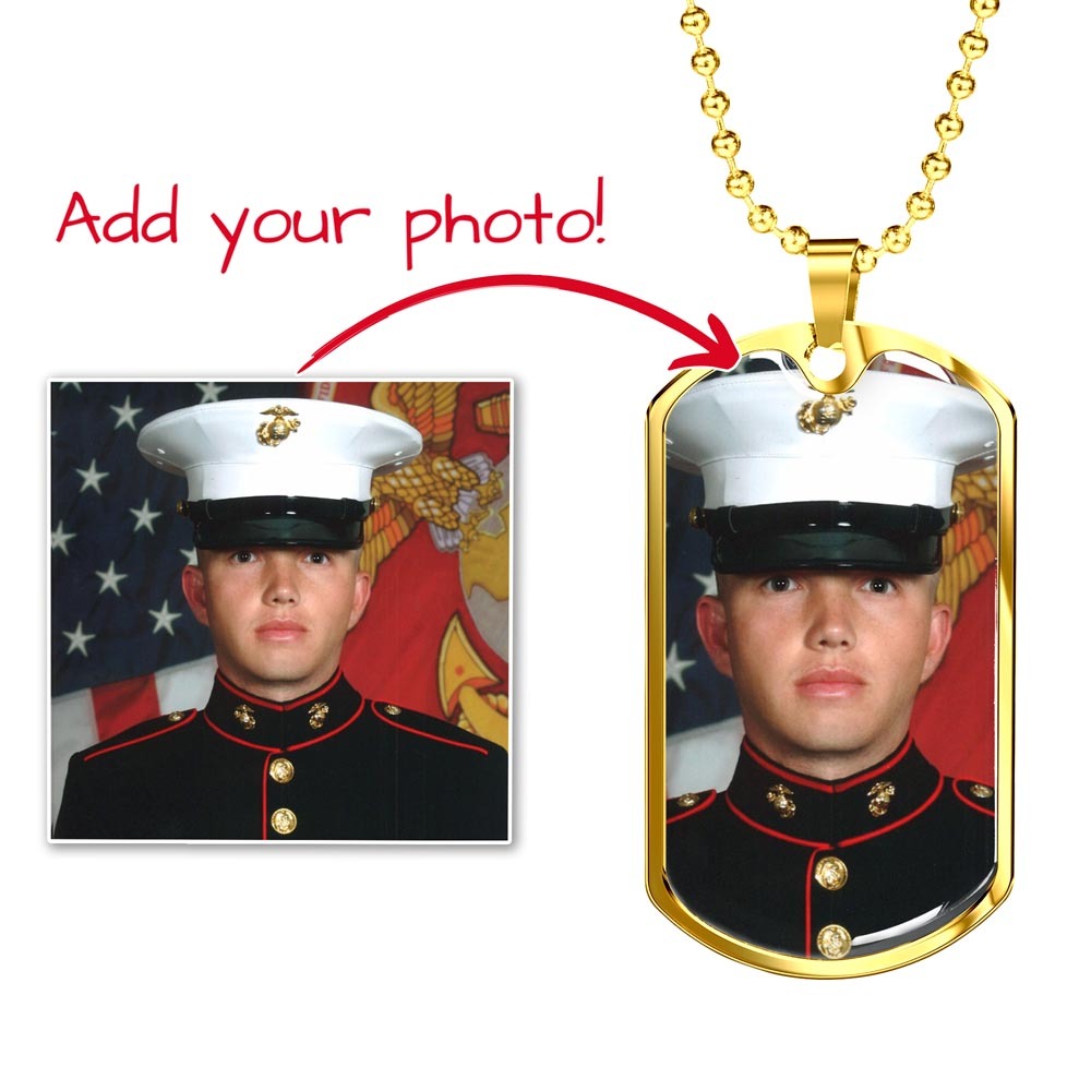 Custom Photo Dog Tag Necklace | Personalized Engraved Gift for Him, Husband & Dad