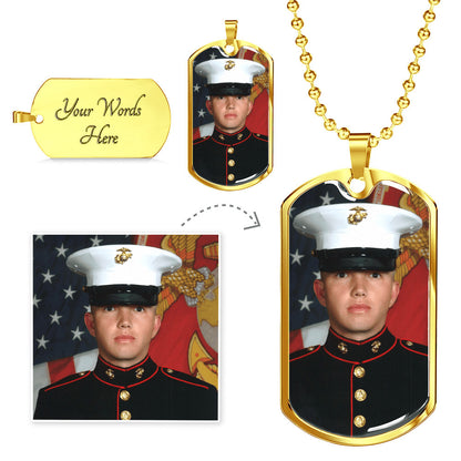 Custom Photo Dog Tag Necklace | Personalized Engraved Gift for Him, Husband & Dad
