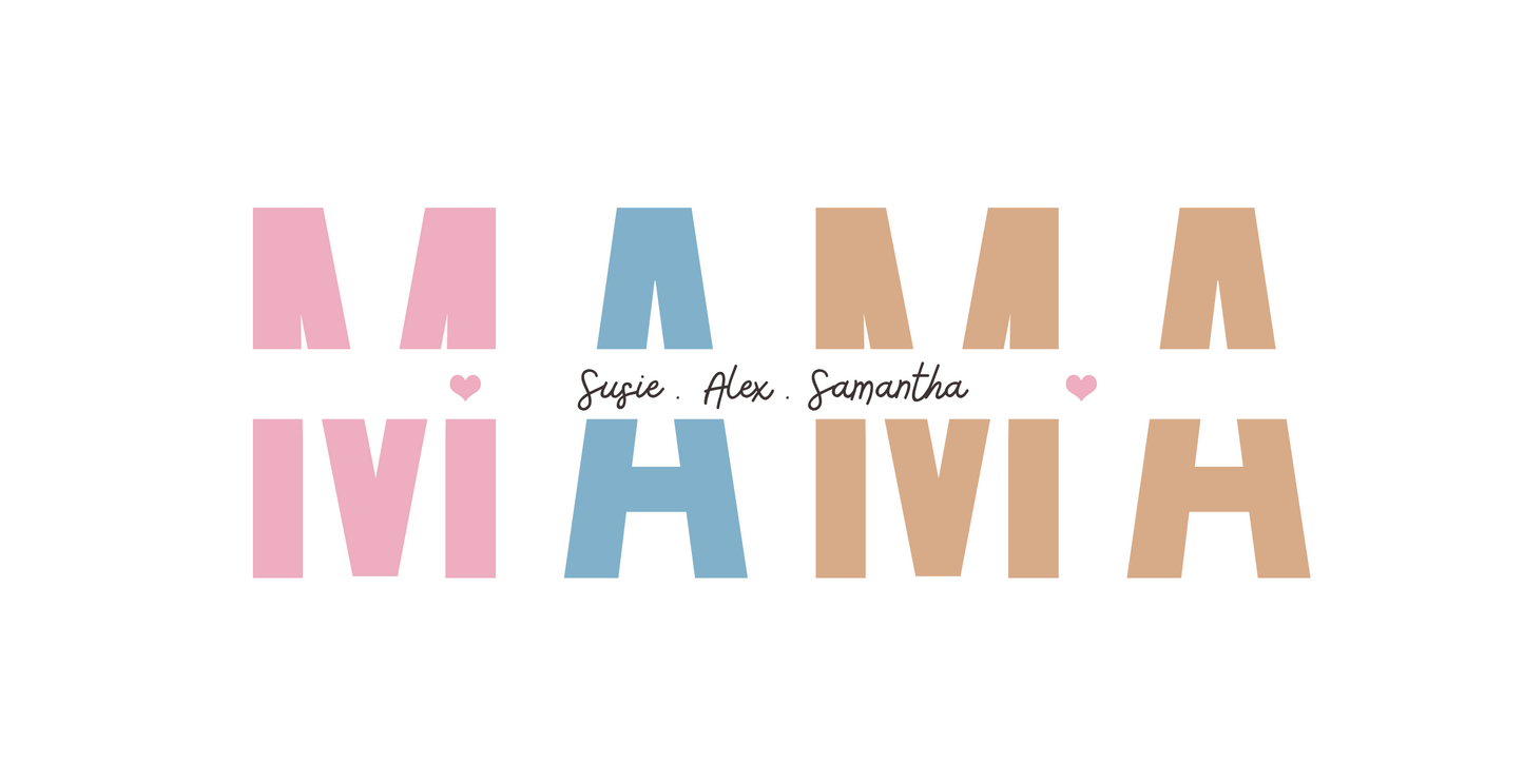 Mama Mug with Kids Names | Personalized Color Accent Coffee Mug (11/15 oz)